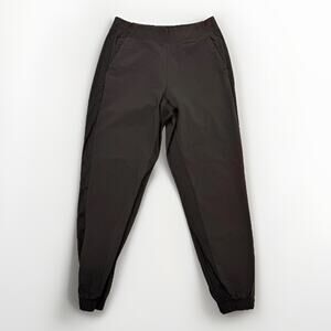 Athleta Textured Brooklyn Jogger Pants Womens 6 Black Elastic Waist Zip Pockets